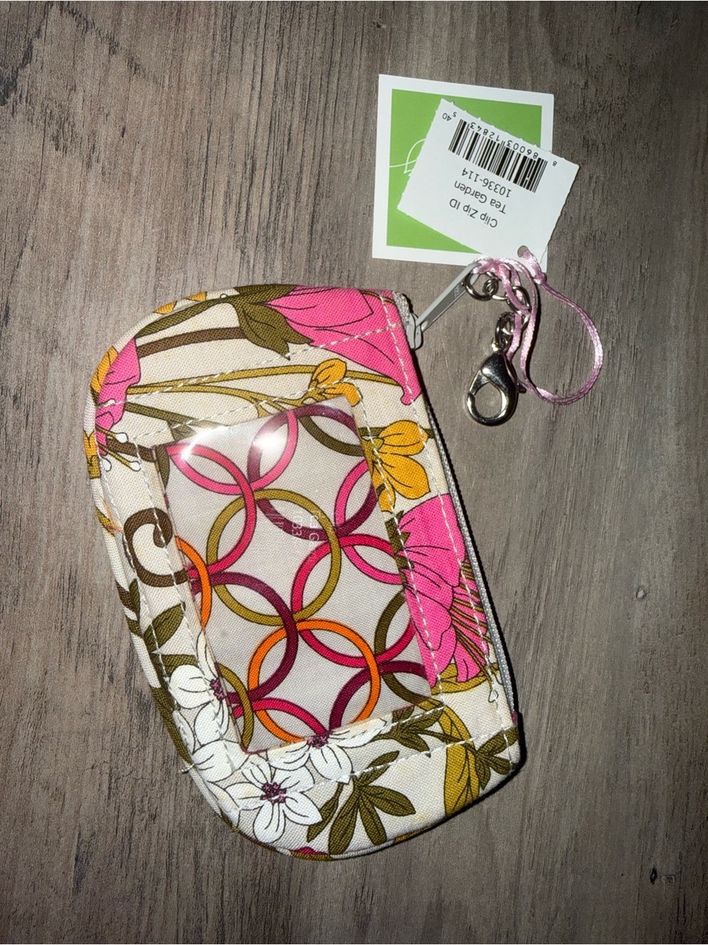 Vera Bradley Clip Zip ID in Tea Garden